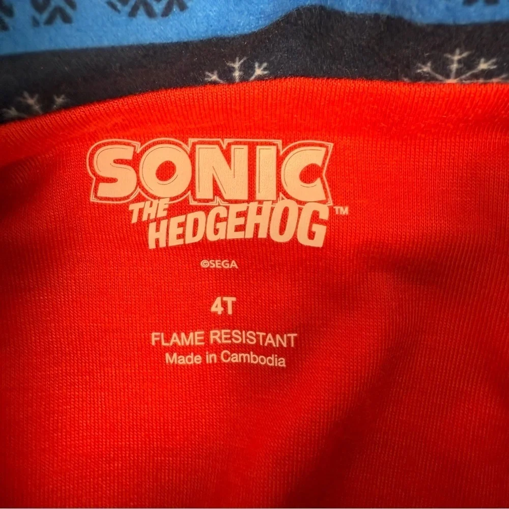 NWT Sonic the Hedgehog Pajama Set Toddlers 4T Flannel Button Up Pjs Pajamas